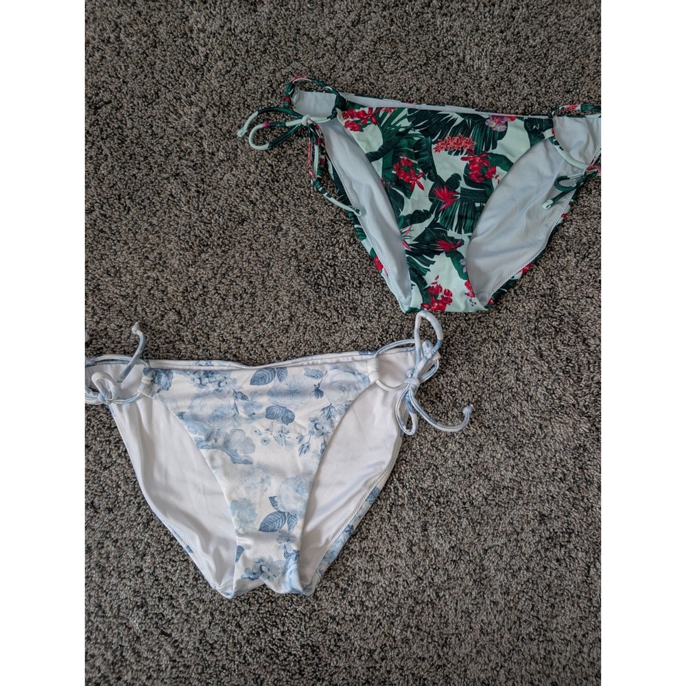 Victorias Secret Side Tie Bikini Bottoms Bundle Floral Tropical Small 2pc Set